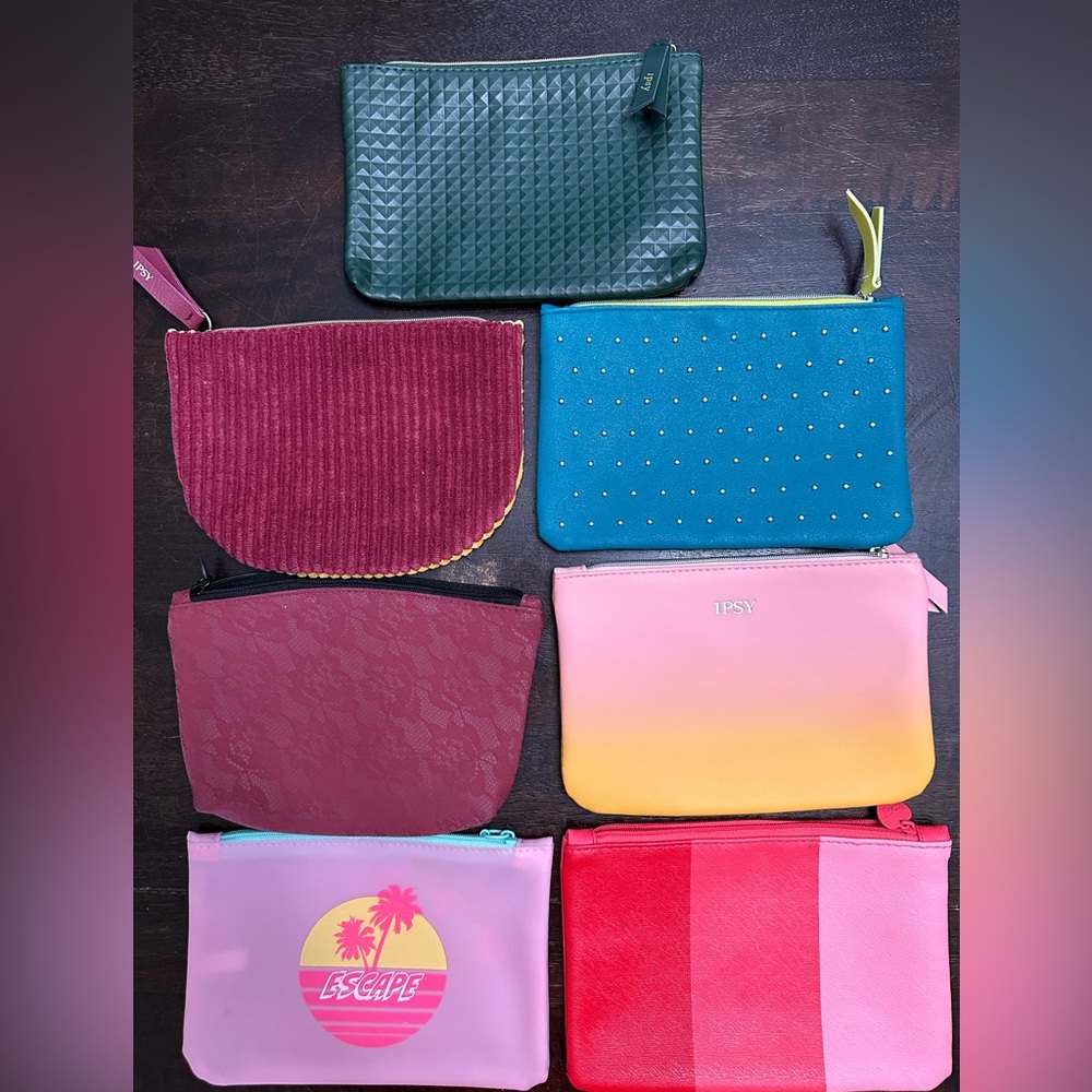 Ipsy NEW 7 Bundle Women's Multi-Color Cosmetic Bag Set